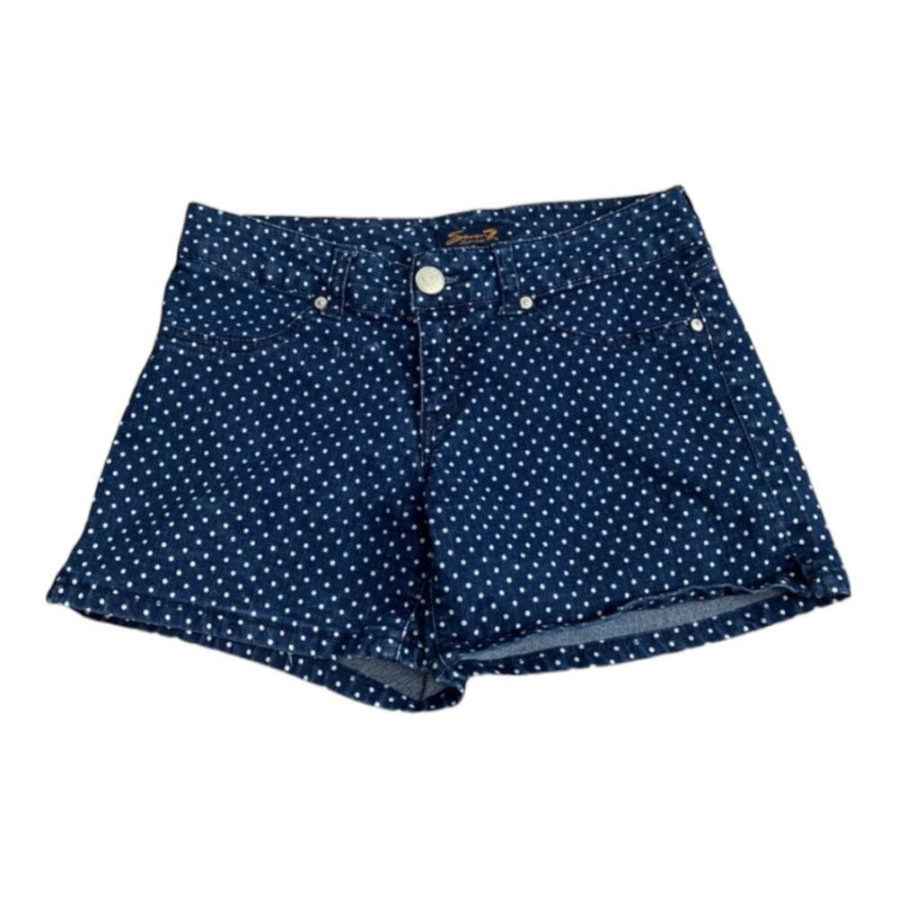 Seven7 Polka Dot Blue and White Denim Jean Shorts Size 10